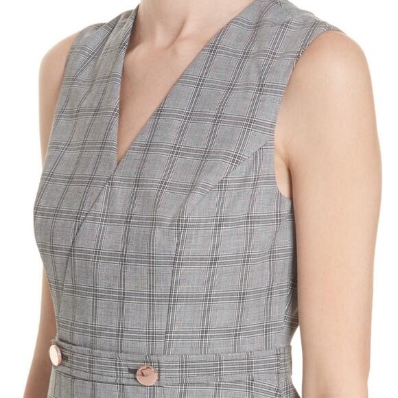 NWT Ted Baker Gray Check Ristad Dress 14 - Picture 3 of 11
